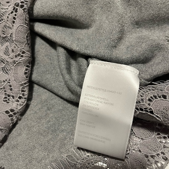 NWT🍀Tribal Women's Gray Long Sleeve Mock Neck Lace-Overlay Sweater Dress Size S - Picture 11 of 13